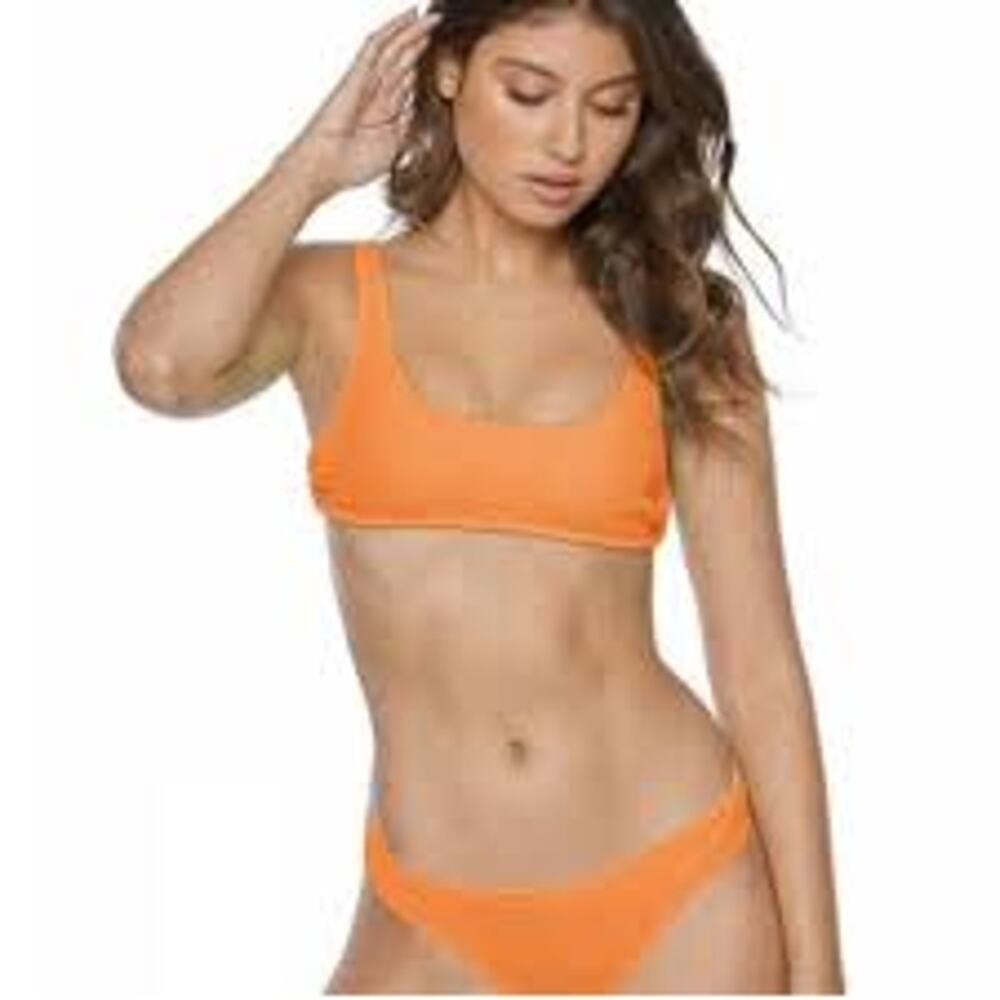 PILY Q Textured Two Piece Papaya Bikini Set w Padded Bust Size Medium PQ SWIM
